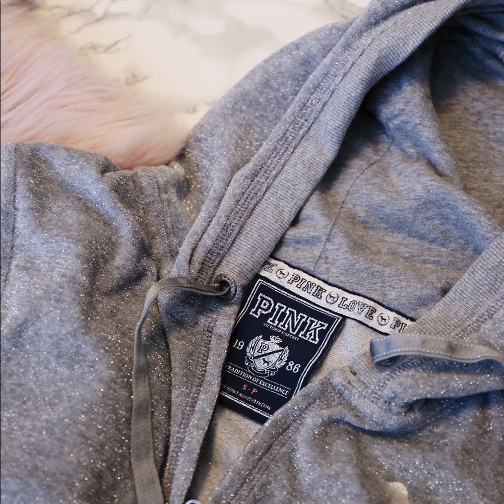 *SOLD* VS PINK Silver Zip Up Hoodie (S) - Picture 4 of 4